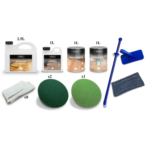 Kit Saving: DC027 (a) Double oiling Element 7 MA natural, dark, nero floor, work with buffing machine 0 to 20m2  (DC)